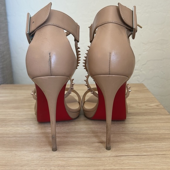 Christian Louboutin Kid Choca Lux Sandals in nude. Worn twice for events.